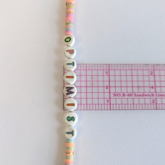 Kendra Scott Reece "OPTIMIST" Friendship Bracelet Pastel Pink Purple Blue Gold - Picture 7 of 9